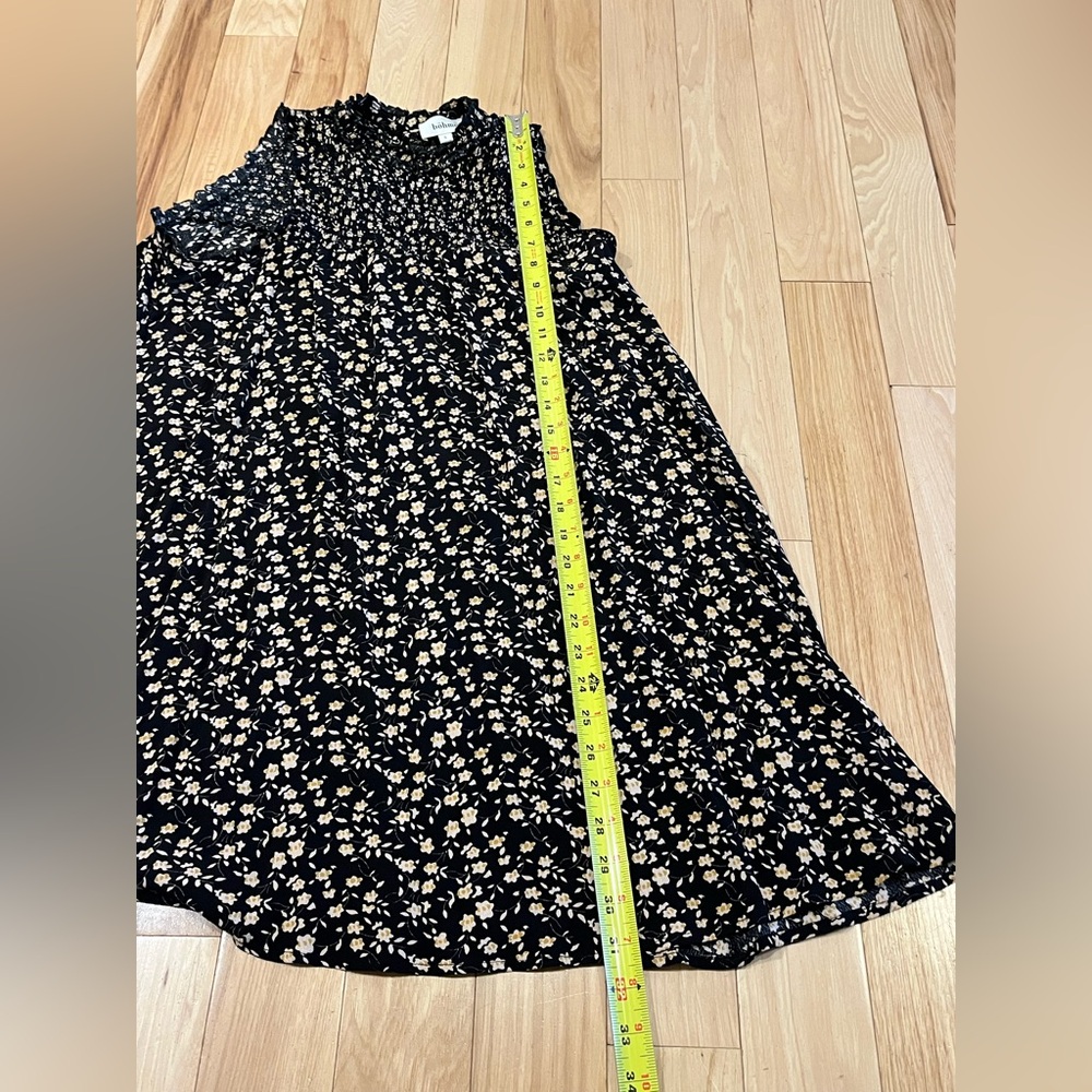 Bohme Black Floral Smocked Sleeveless Babydoll Dress - Women’s Size Small - Picture 6 of 7
